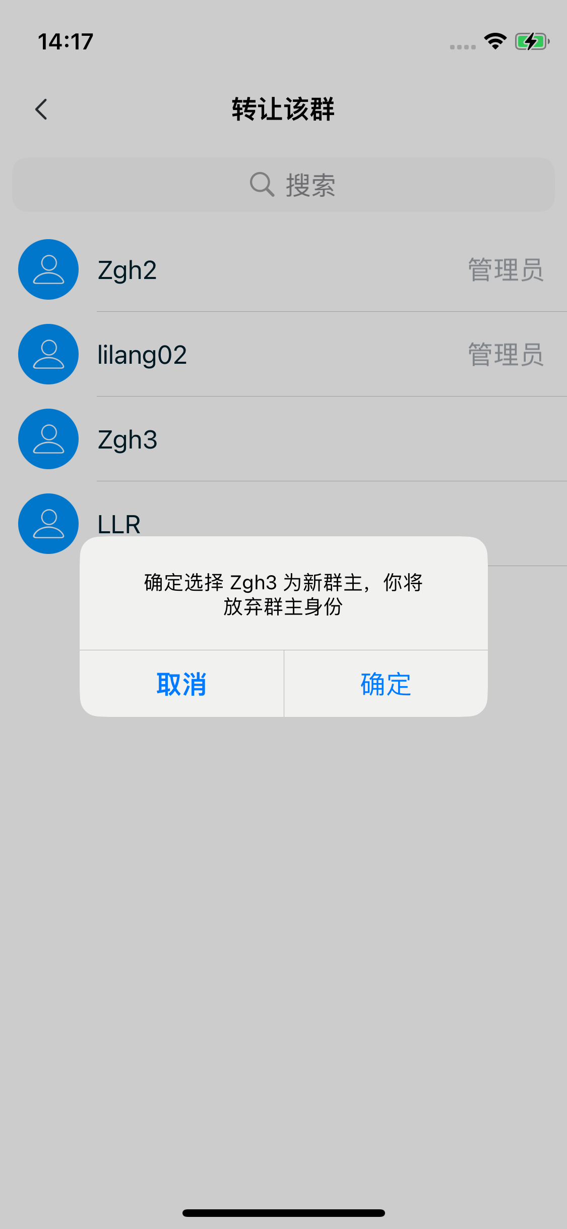 Group owner transfer page