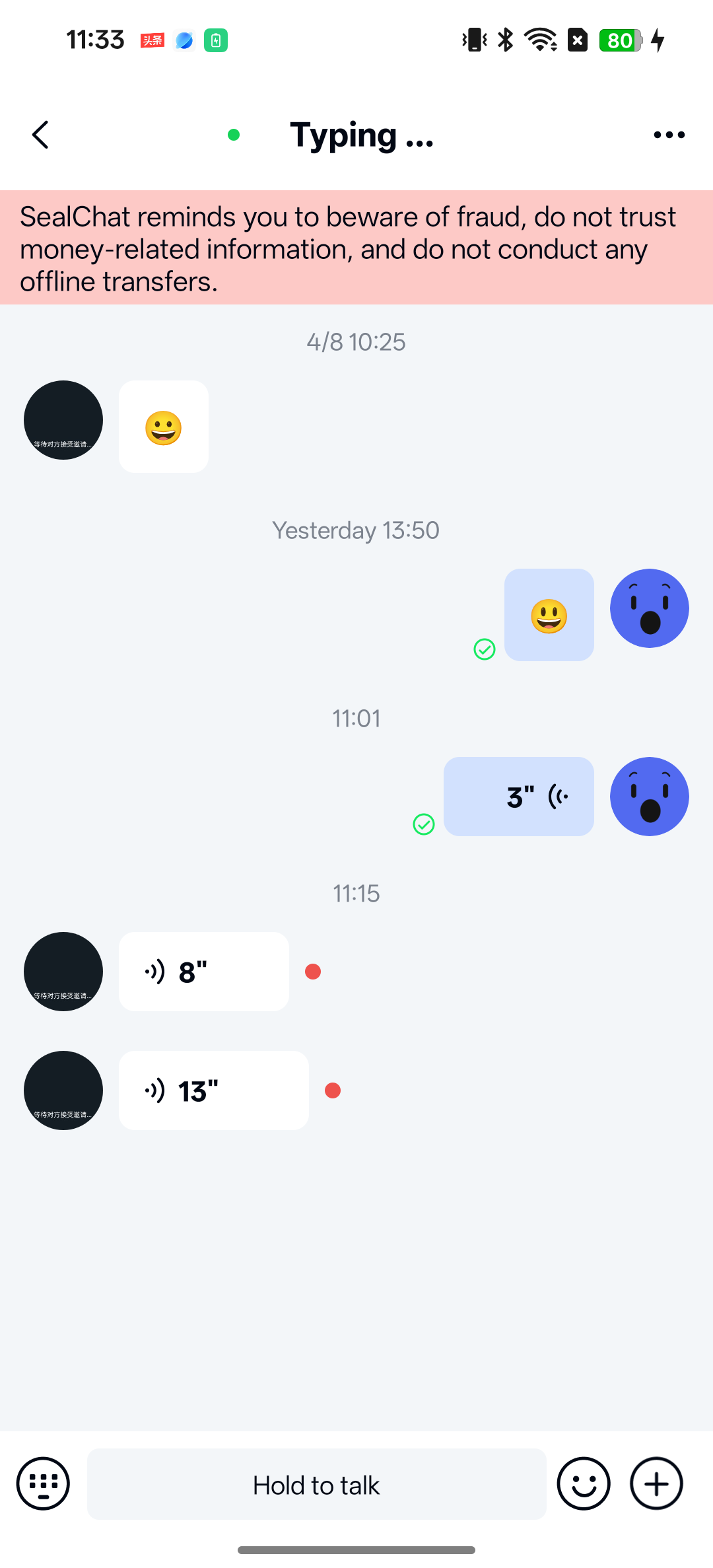 Typing status indicator