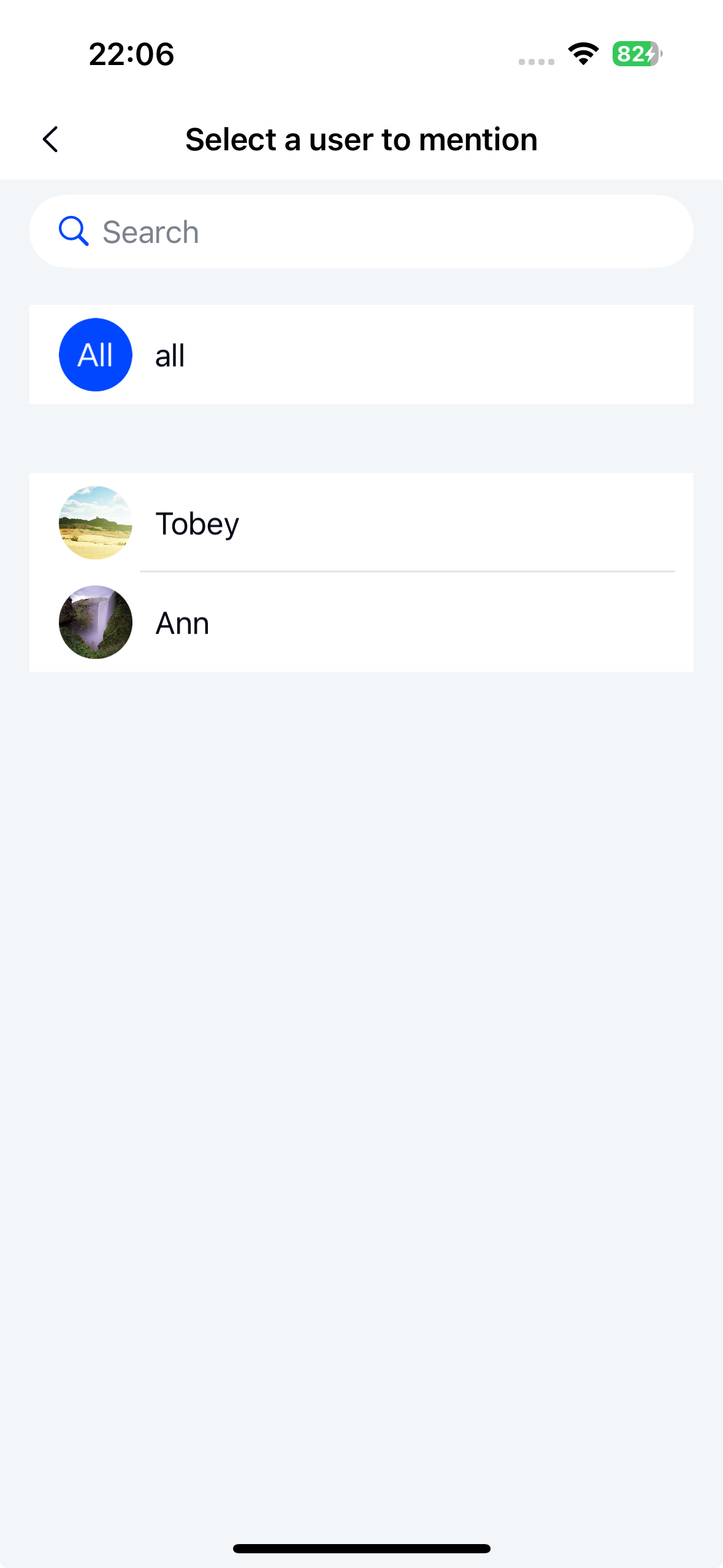 Mention member selection