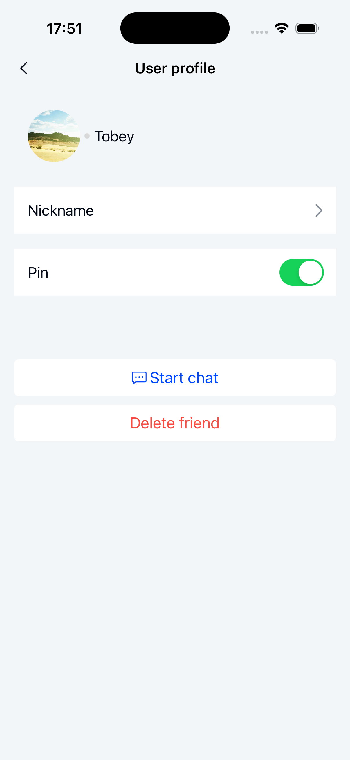 Other user profile page
