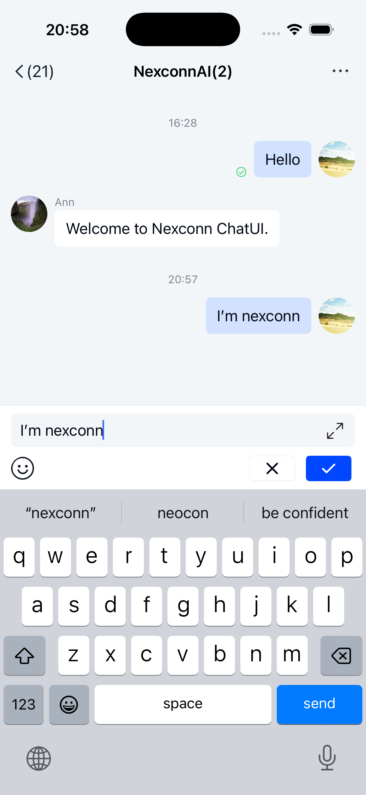 Message edit input field